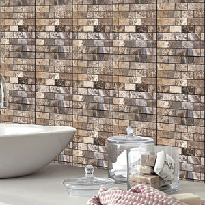 Marble Brick Look Wall Sticker Panels (6 Pack)