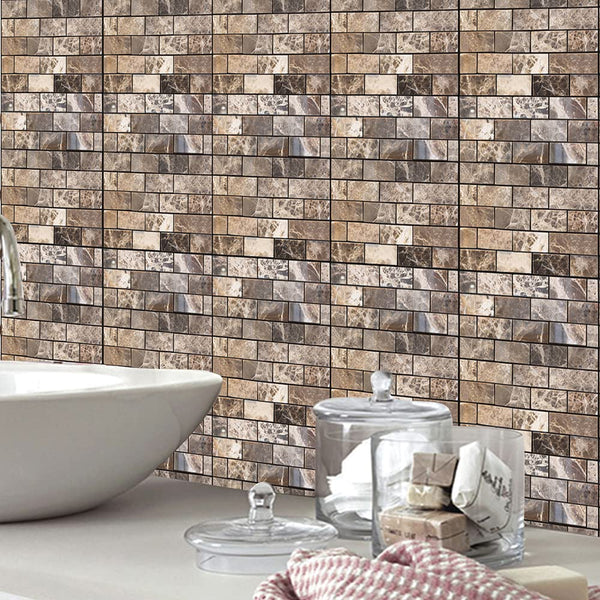 Marble Brick Look Wall Sticker Panels (6 Pack)